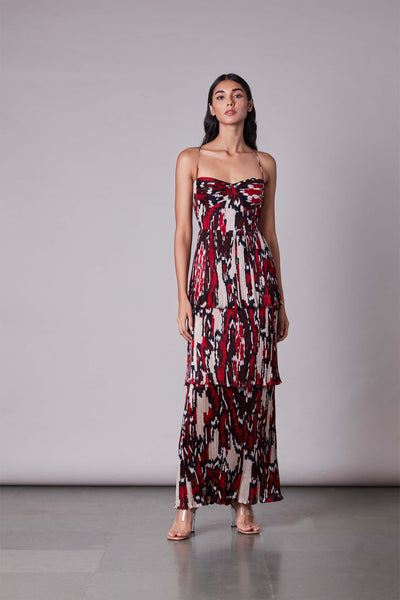 Saaksha & Kinni Ikat Three Tier Maxi Dress multicolor western indian designer wear online shopping melange singapore