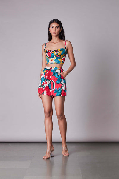 Saaksha & Kinni Ikat Print Bralette multicolor western indian designer wear online shopping melange singapore
