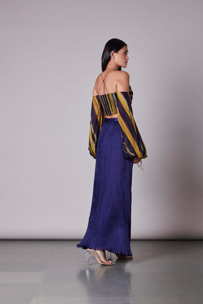 Saaksha & Kinni Hand Micro Pleated Skirt purple western indian designer wear online shopping melange singapore
