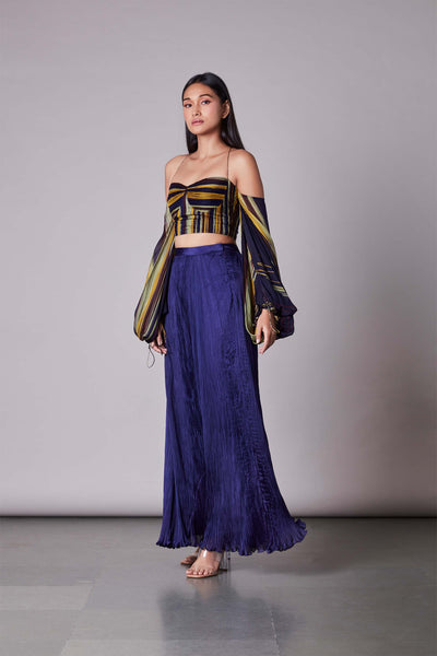 Saaksha & Kinni Hand Micro Pleated Skirt purple western indian designer wear online shopping melange singapore