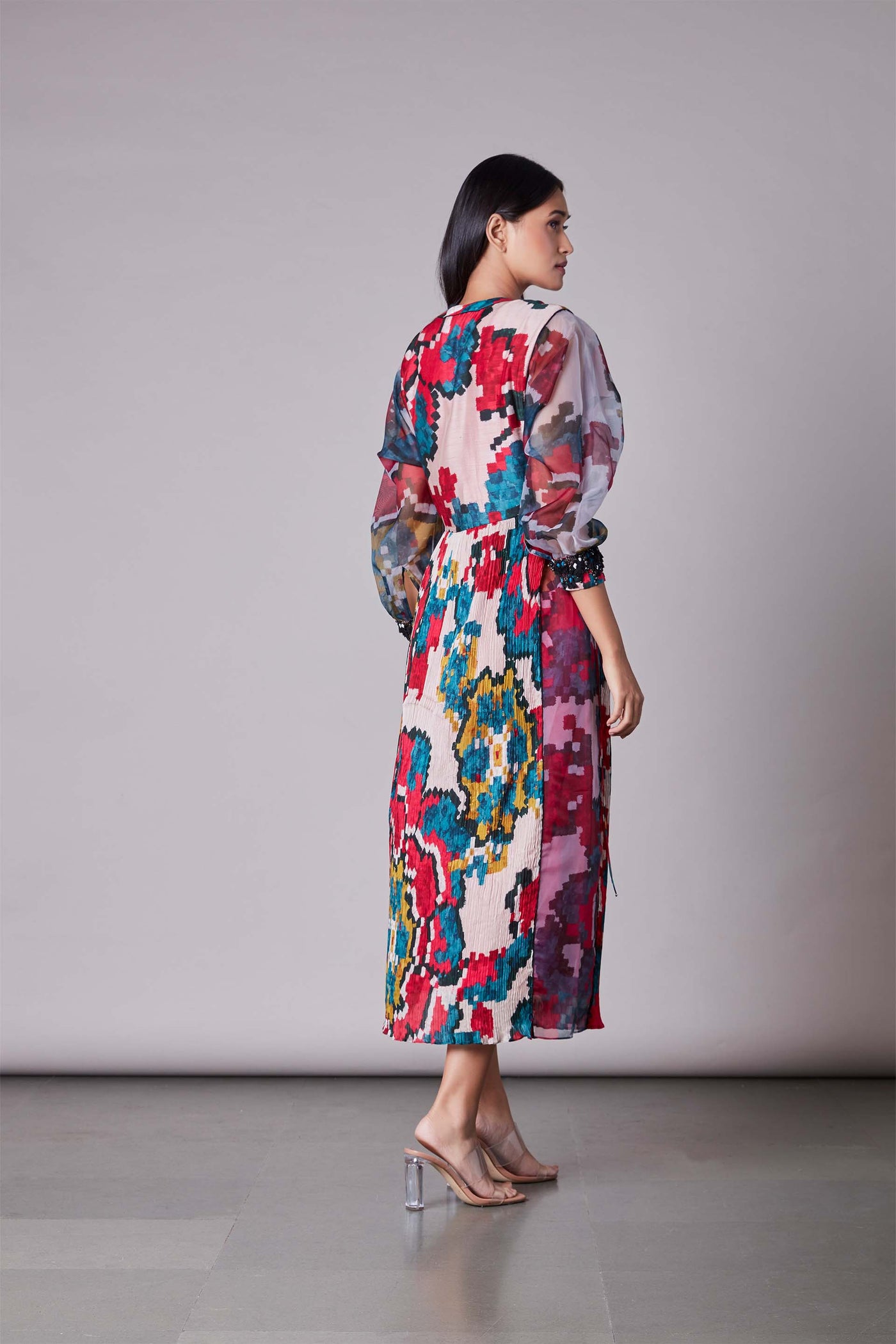 Saaksha & Kinni Multi Swiggle Print Embroidered Kurta Dress mulitcolor western indian designer wear online shopping melange singapore