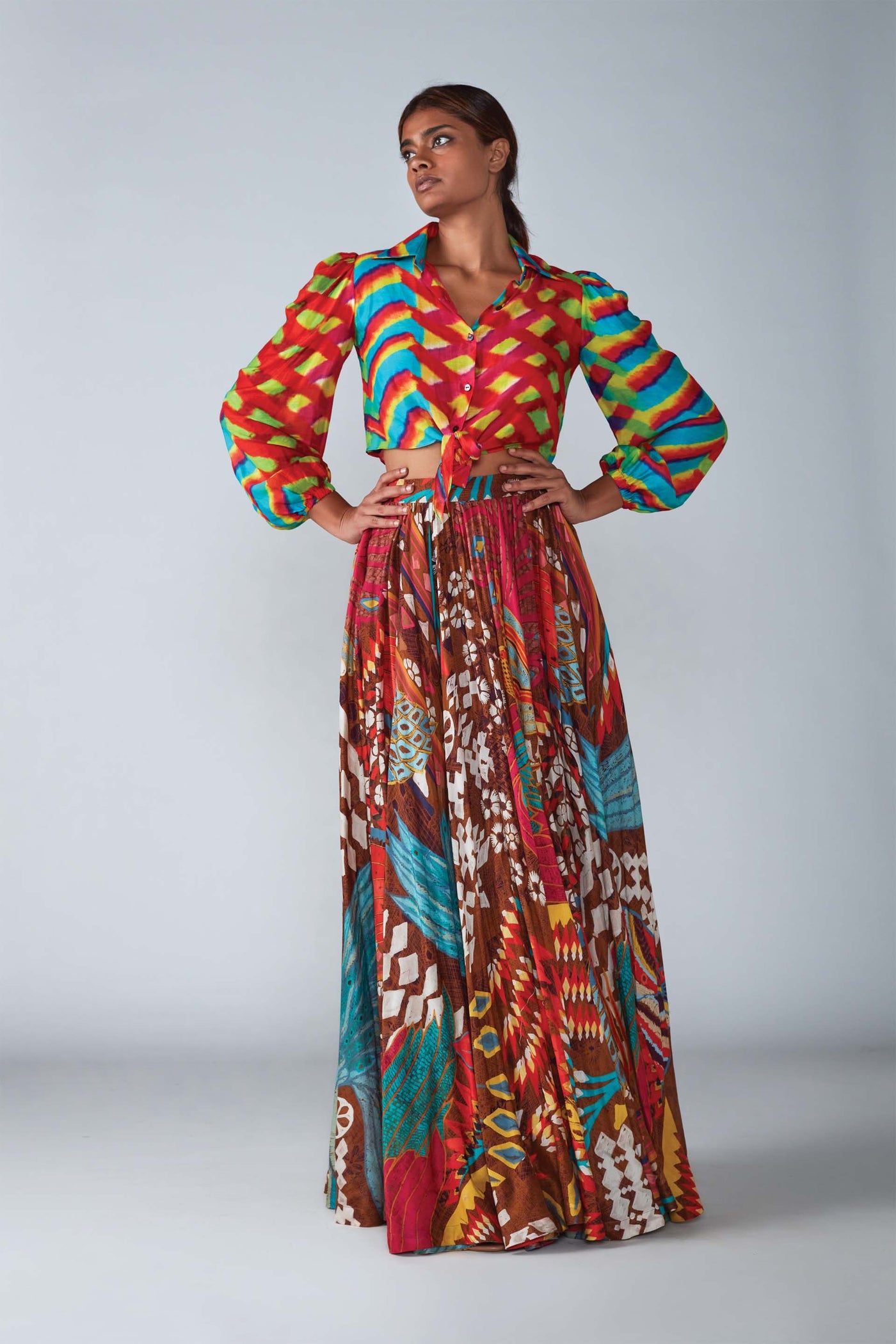 Saaksha & Kinni Abstract Bird Print Lehenga indian designer womenswear fashion online shopping melange singapore