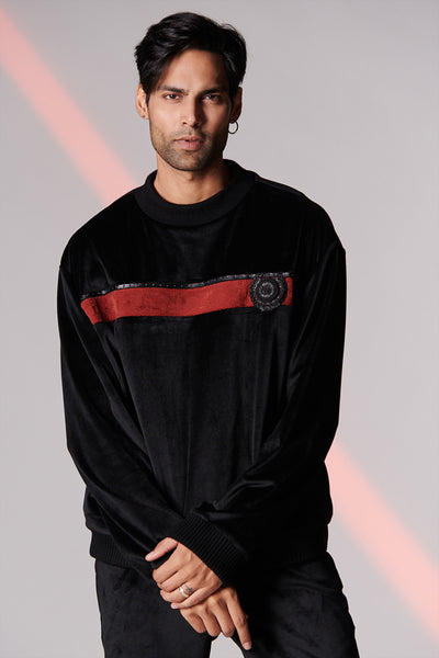 Shantanu & Nikhil Black Crested Hoodie indian menswear designer fashion online shopping melange singapore