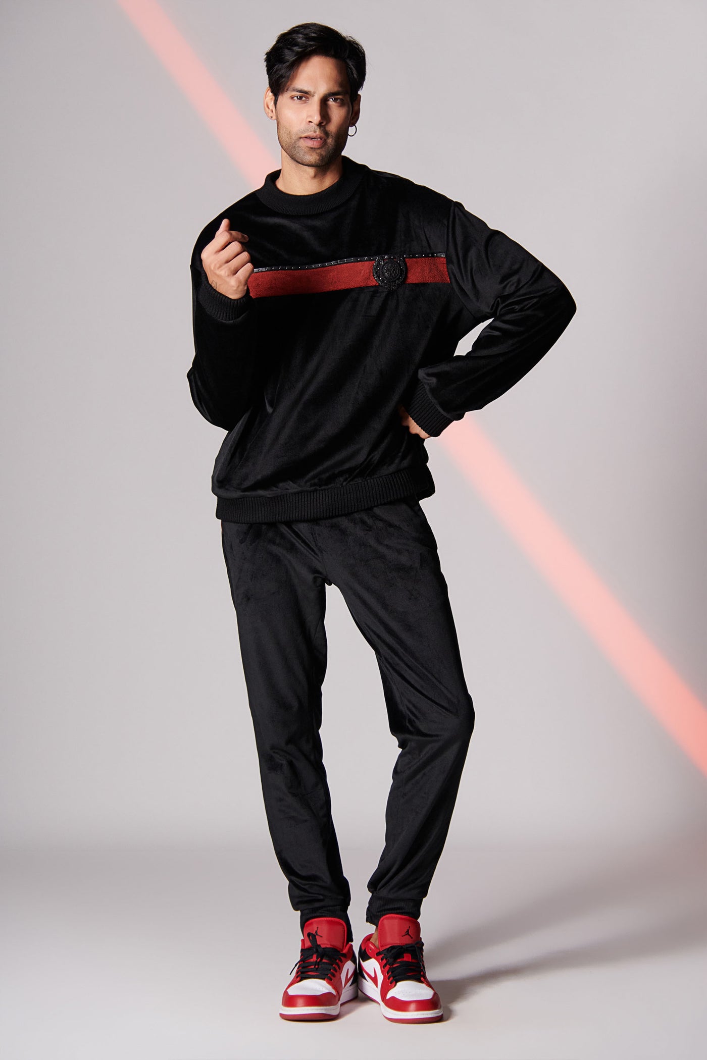 Shantanu & Nikhil Black Crested Hoodie indian menswear designer fashion online shopping melange singapore