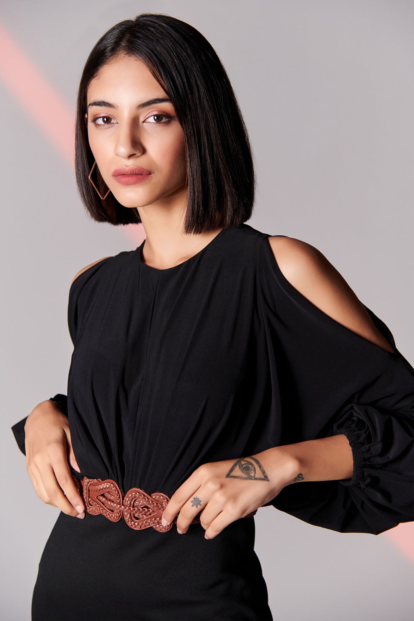 Shantanu & Nikhil Black Cut-Out Dress indian womenswear designer fashion online shopping melange singapore