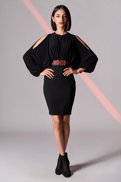 Shantanu & Nikhil Black Cut-Out Dress indian womenswear designer fashion online shopping melange singapore