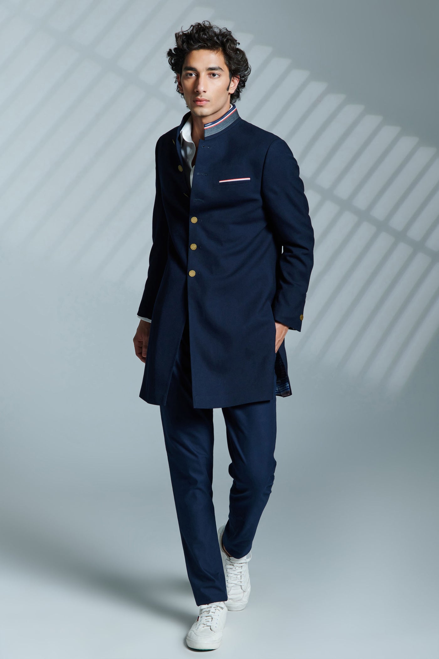 Shantanu & Nikhil Minimalist Navy sherwani indian menswear designer fashion online shopping melange singapore