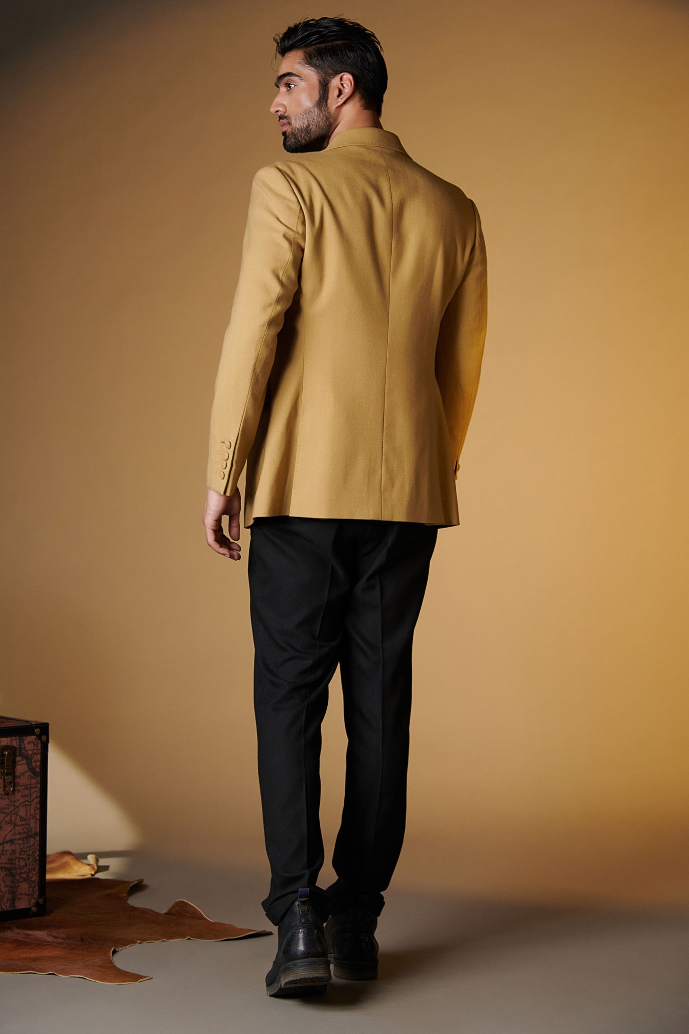 Shantanu and Nikhil Beige Crested Jacket indian designer wear online shopping melange singapore