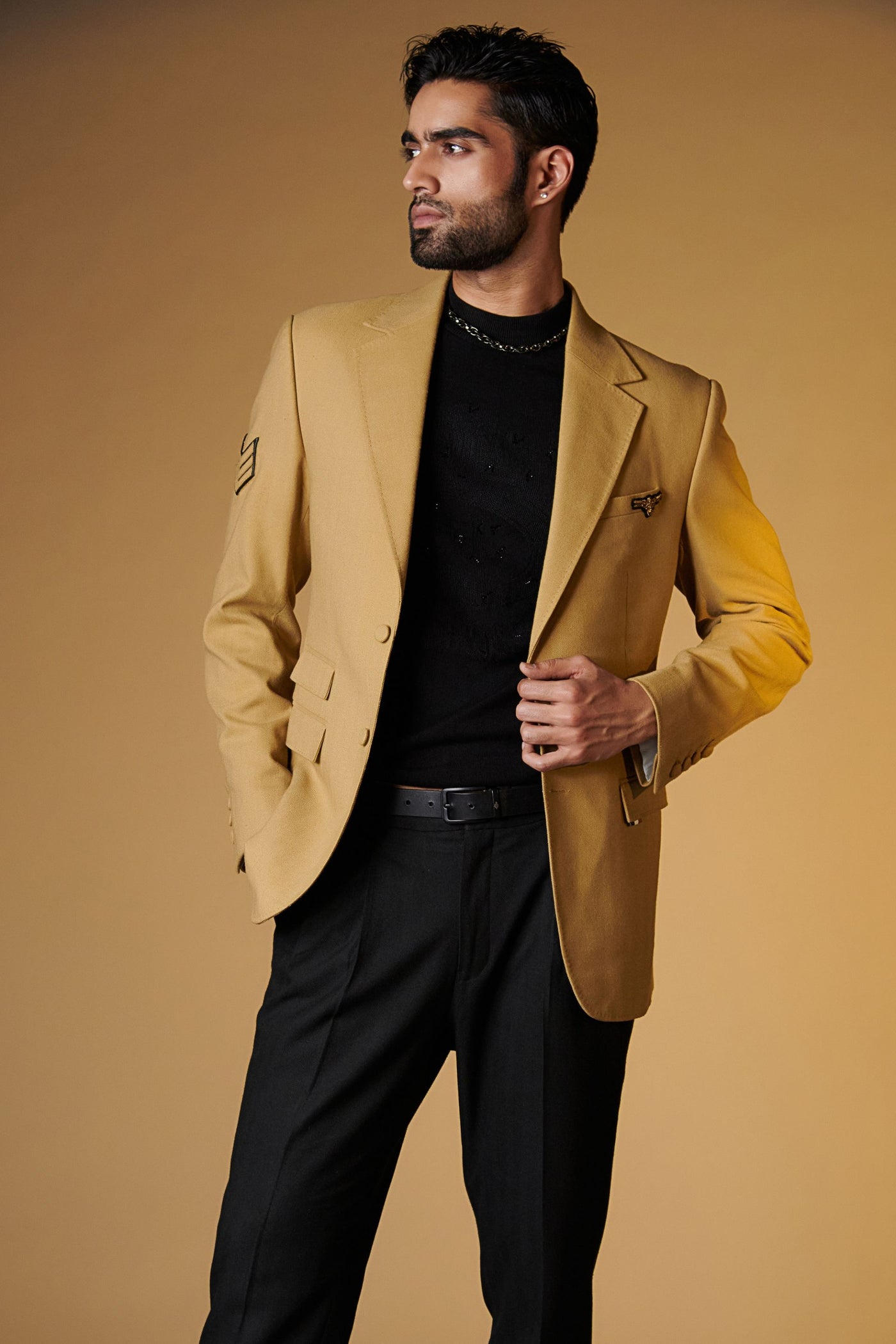 Shantanu and Nikhil Beige Crested Jacket indian designer wear online shopping melange singapore