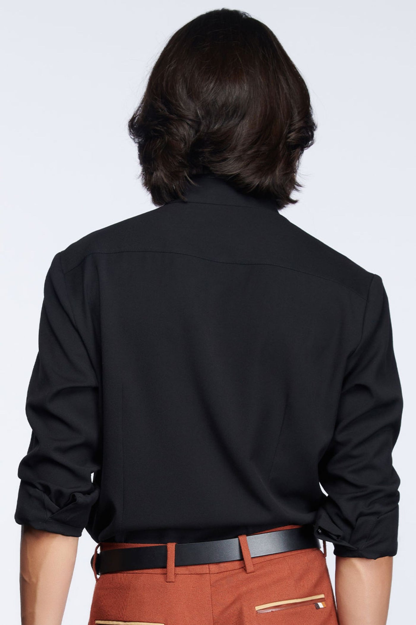 Shantanu and Nikhil Black Colour-Block Shirt indian designer wear online shopping melange singapore