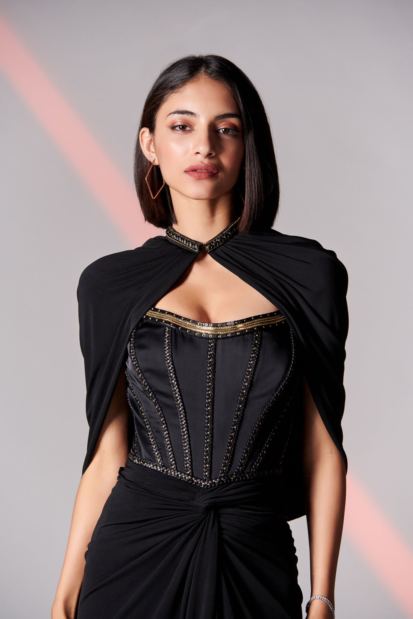 Shantanu and Nikhil Black Corset Gown indian designer wear online shopping melange singapore