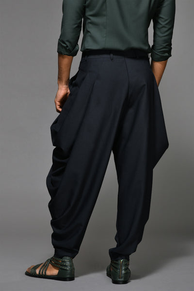 shantanu and nikhil menswear mens Black Drape Cowl Pants online shopping melange singapore indian designer wear