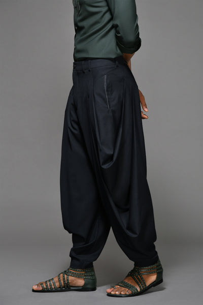shantanu and nikhil menswear mens Black Drape Cowl Pants online shopping melange singapore indian designer wear