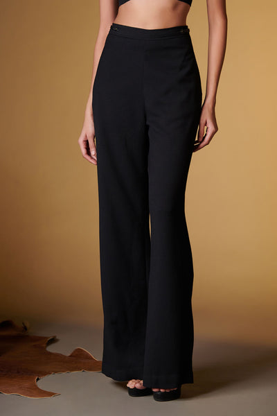 Shantanu and Nikhil Black Retro Flared Trousers indian designer wear online shopping melange singapore