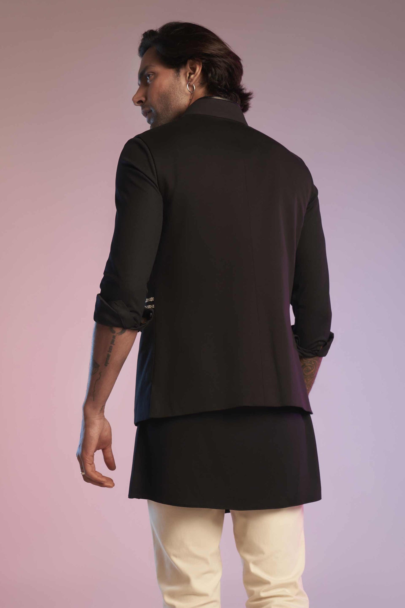 shantanu and nikhil Black Trim-Detail Waistcoat menswear mens online shopping melange singapore indian designer wear