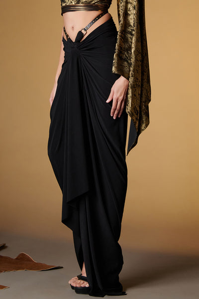 Shantanu and Nikhil Black Twisted Drape Skirt indian designer wear online shopping melange singapore