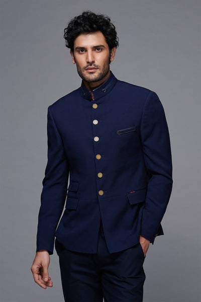 shantanu and nikhil menswear mens Brigadier Crested Bandgala Jacket online shopping melange singapore indian designer wear