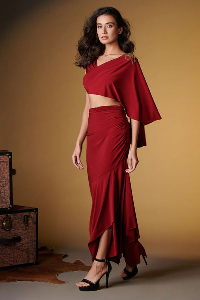 Shantanu and Nikhil Cherry Drape Top indian designer wear online shopping melange singapore