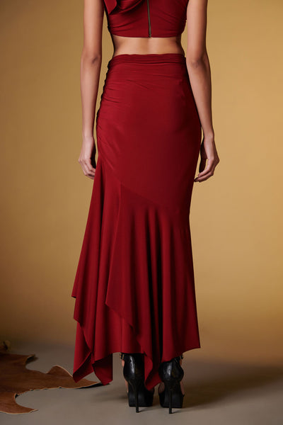 Shantanu and Nikhil Cherry Retro Drape Skirt indian designer wear online shopping melange singapore