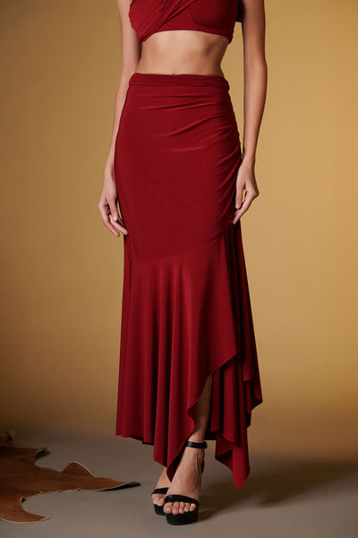 Shantanu and Nikhil Cherry Retro Drape Skirt indian designer wear online shopping melange singapore