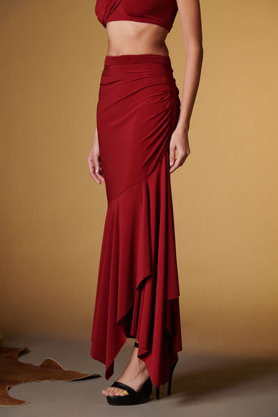 Shantanu and Nikhil Cherry Retro Drape Skirt indian designer wear online shopping melange singapore