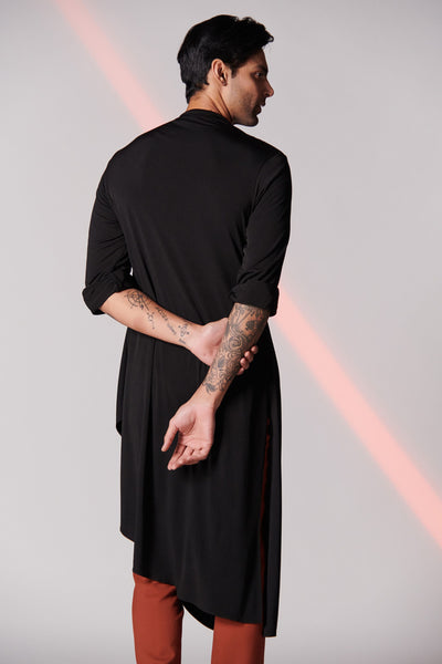 Shantanu and Nikhil Black Draped Kurta indian designer wear online shopping melange singapore