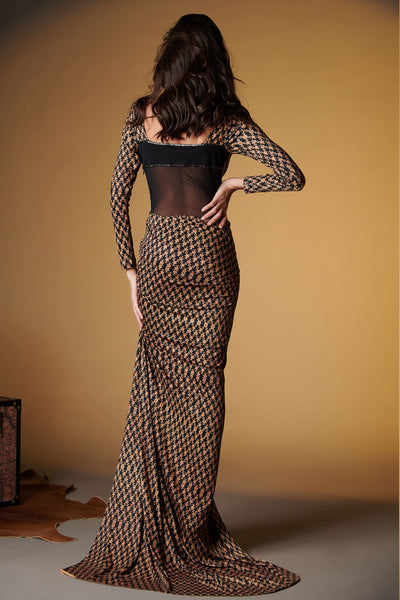 Shantanu and Nikhil Pleated Colour Block Saree Gown indian designer wear online shopping melange singapore