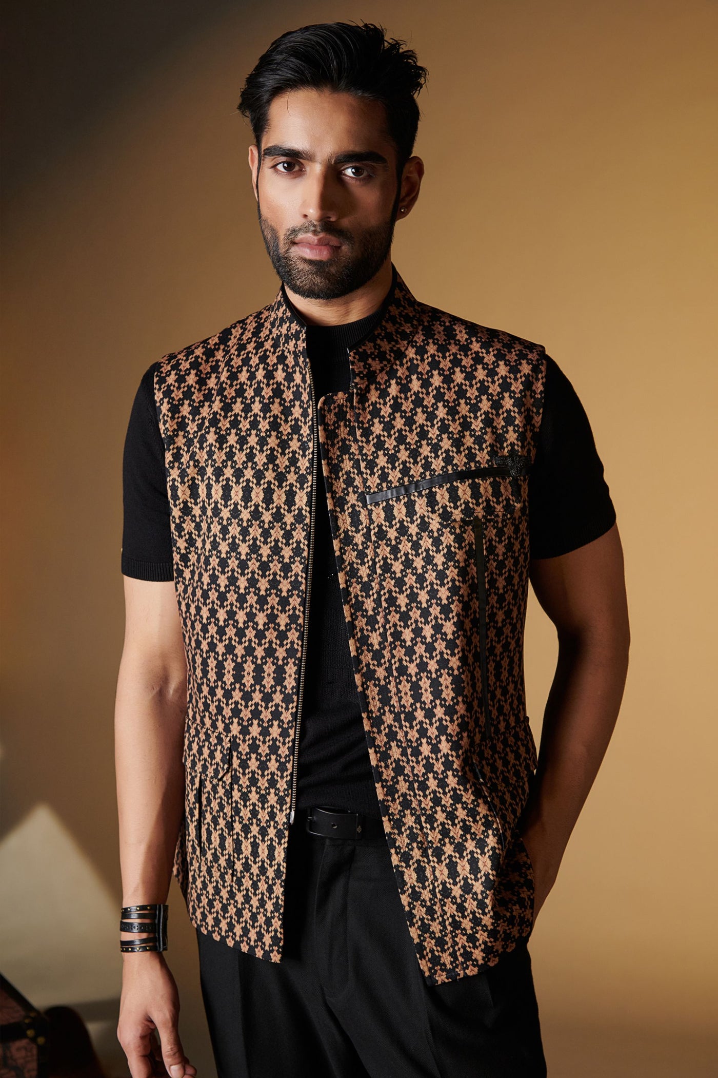 Shantanu and Nikhil Printed Waistcoat indian designer wear online shopping melange singapore