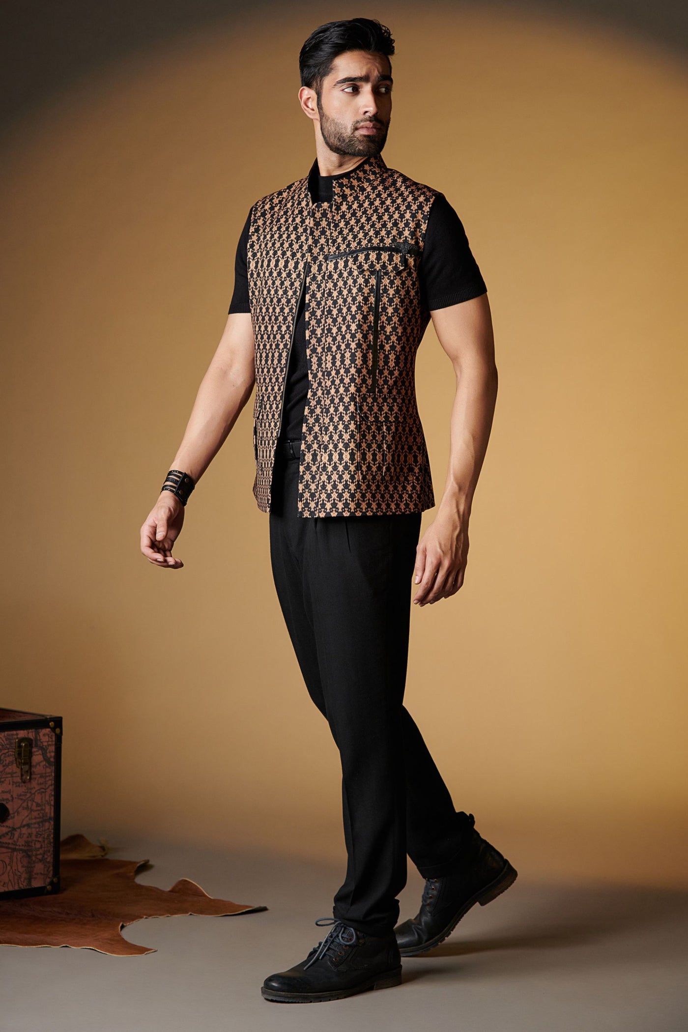 Shantanu and Nikhil Printed Waistcoat indian designer wear online shopping melange singapore