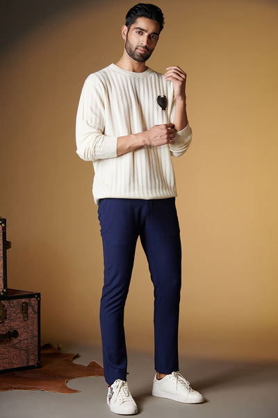 Shantanu and Nikhil SNCC Cable Knit Sweater with Crest indian designer wear online shopping melange singapore