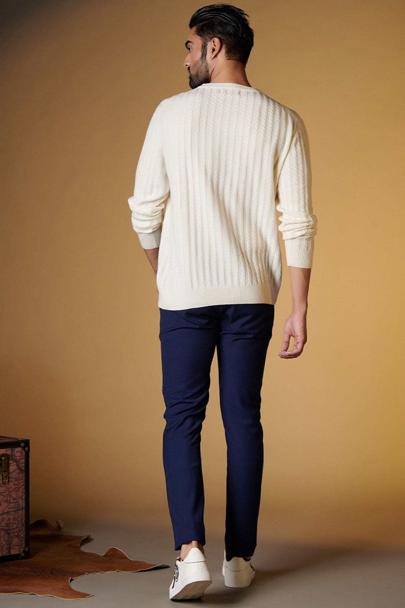 Shantanu and Nikhil SNCC Cable Knit Sweater with Crest indian designer wear online shopping melange singapore