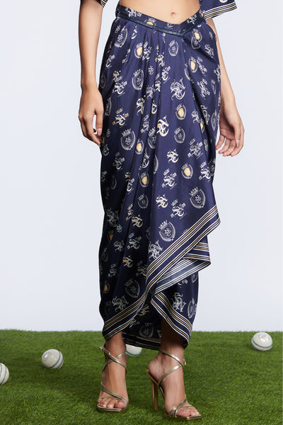 Shantanu and Nikhil SNCC Navy Twill Silk Skirt indian designer wear online shopping melange singapore