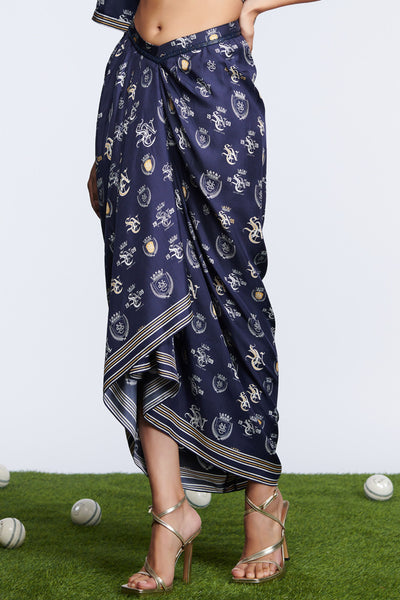 Shantanu and Nikhil SNCC Navy Twill Silk Skirt indian designer wear online shopping melange singapore
