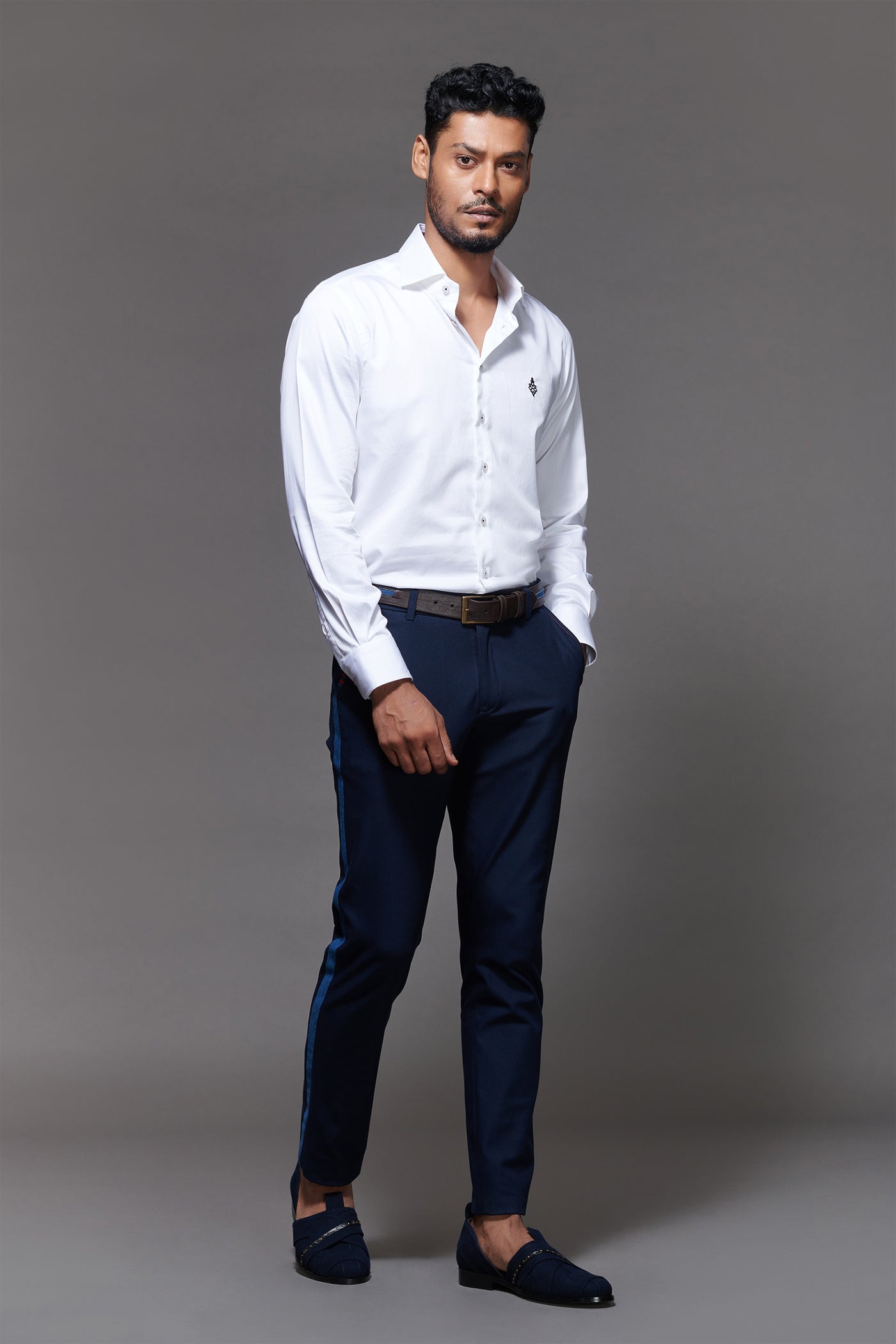 shantanu and nikhil menswear Signature Adamas Off-White Shirt mens online shopping melange singapore indian designer wear