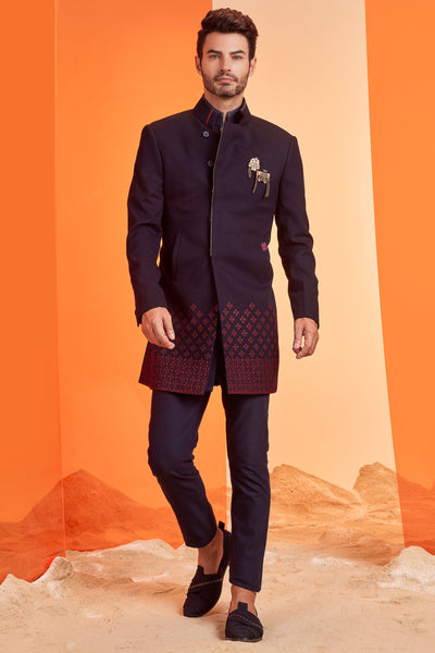 Shantanu and Nikhil Zipped Detailed Sherwani indian designer wear online shopping melange singapore