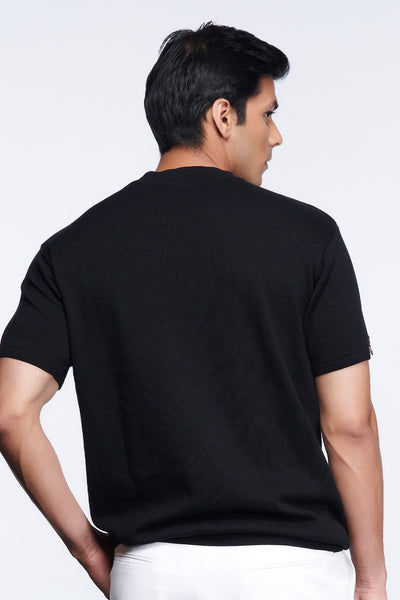 shantanu and nikhil Black Knit Studded T-Shirt menswear online shopping melange singapore indian designer wear