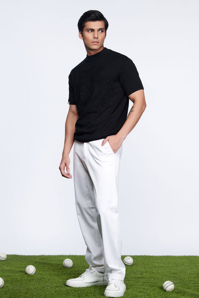 shantanu and nikhil Black Knit Studded T-Shirt menswear online shopping melange singapore indian designer wear