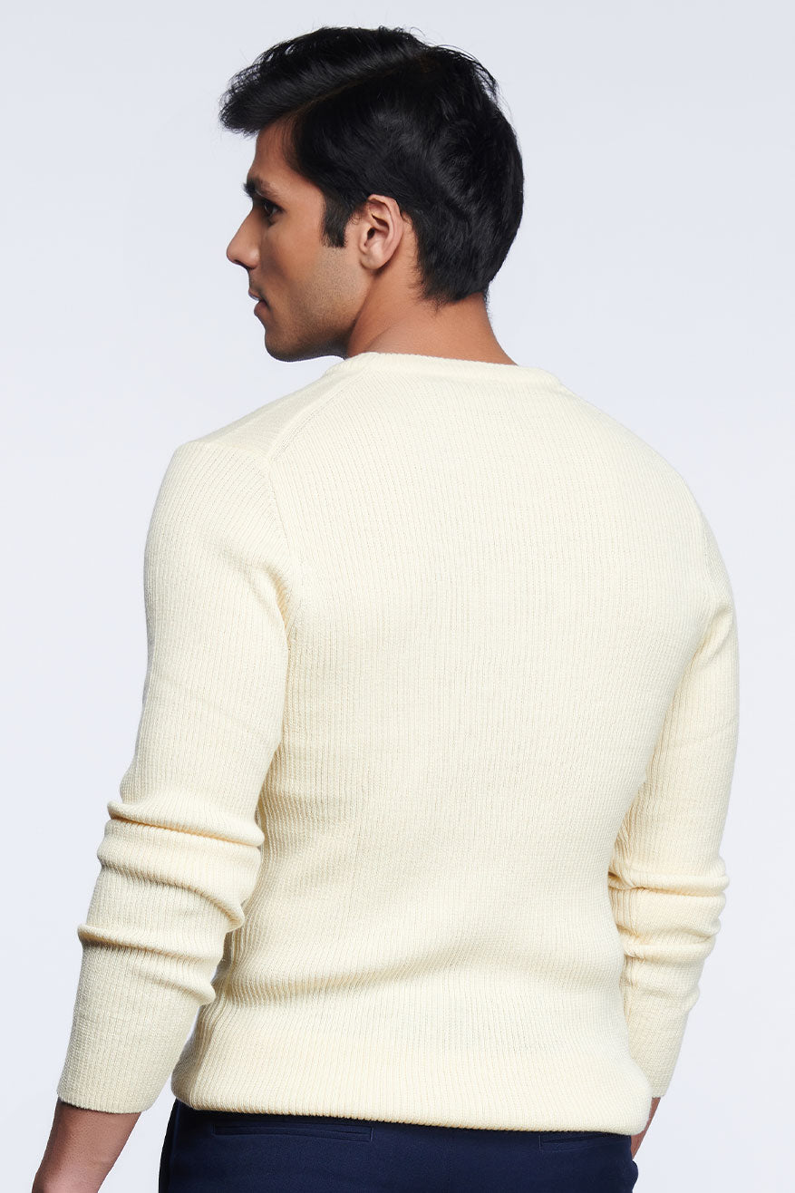 shantanu and nikhil menswear Ivory Crested Sweater online shopping melange singapore indian designer wear