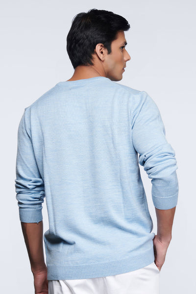 shantanu and nikhil menswear Light Blue Crested Sweater online shopping melange singapore indian designer wear
