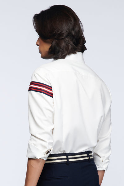 shantanu and nikhil menswear SNCC Band Collar Shirt off white online shopping melange singapore indian designer wear