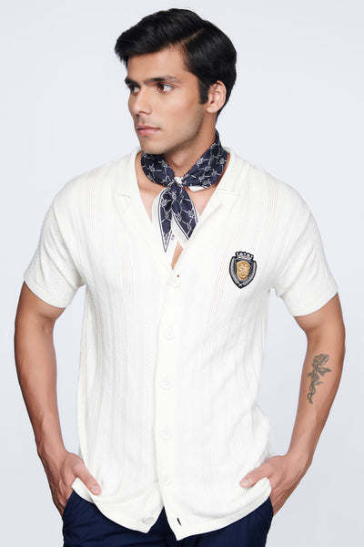 shantanu and nikhil menswear SNCC Bowling Shirt off white online shopping melange singapore indian designer wear