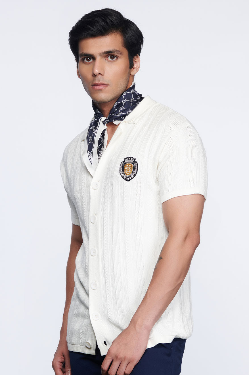 shantanu and nikhil menswear SNCC Bowling Shirt off white online shopping melange singapore indian designer wear