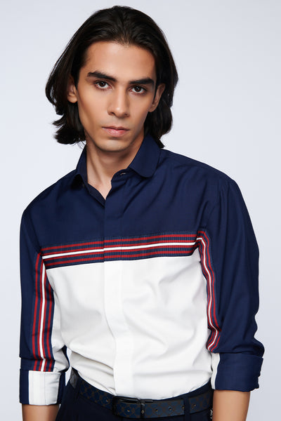 shantanu and nikhil menswear SNCC Colorblock Shirt off white online shopping melange singapore indian designer wear
