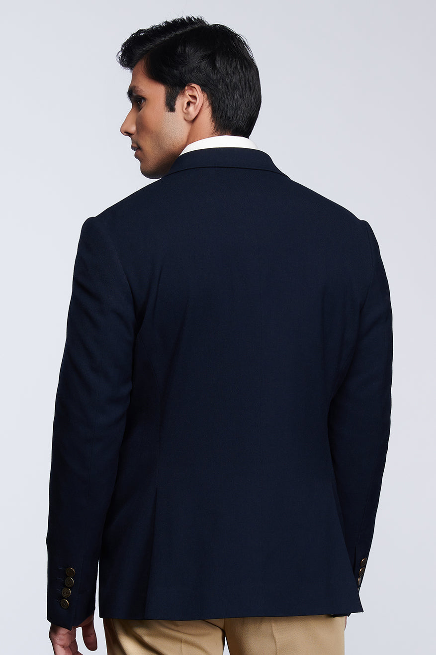 Shantanu and nikhil SNCC Crested Gentlemen's Jacket navy blue menswear online shopping melange singapore