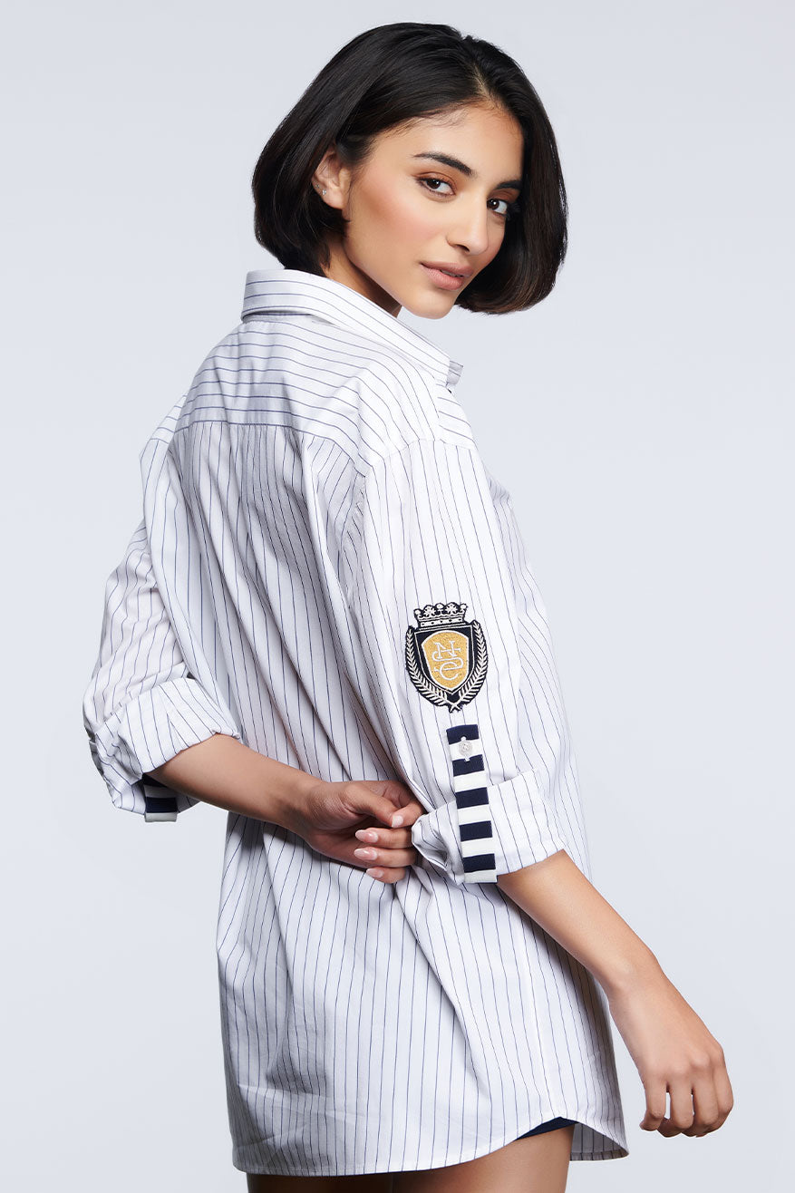 Shantanu and nikhil SNCC Multi Patch Logo Shirt white western indian designer wear online shopping melange singapore