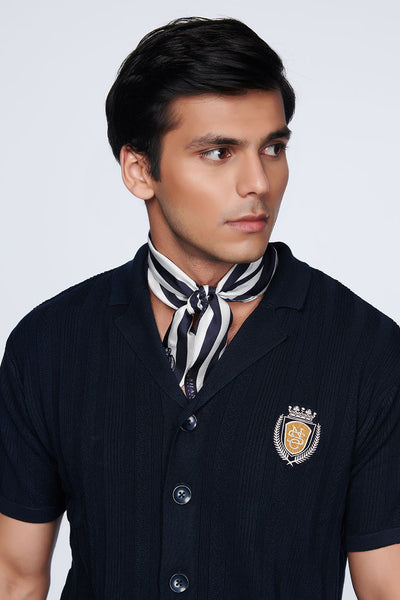 Shantanu and nikhil SNCC Navy Bowling Shirt menswear online shopping melange singapore indian designer wear