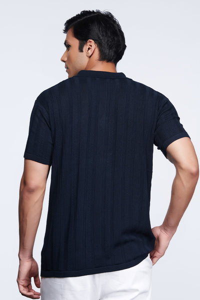 Shantanu and nikhil SNCC Navy Bowling Shirt menswear online shopping melange singapore indian designer wear