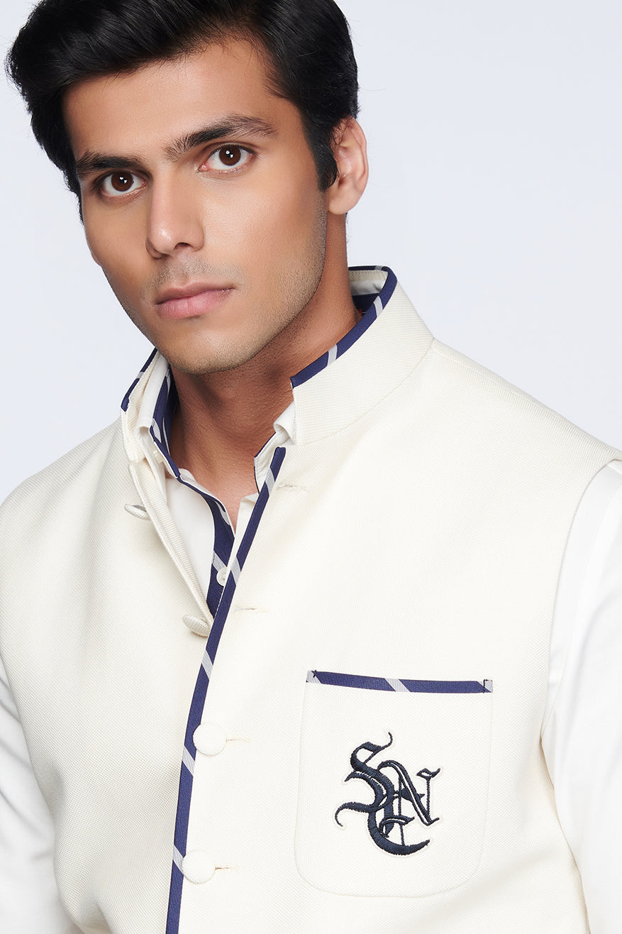 Shantanu and nikhil SNCC Off-White Waistcoat menswear online shopping melange singapore indian designer wear