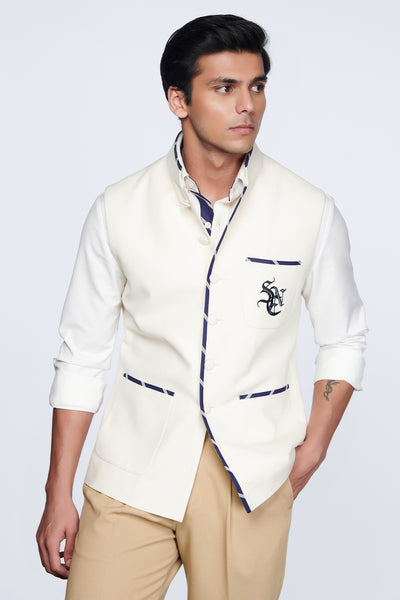 Shantanu and nikhil SNCC Off-White Waistcoat menswear online shopping melange singapore indian designer wear