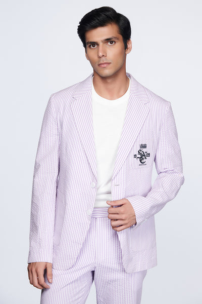 Shantanu and nikhil SNCC Pink Seersucker Jacket menswear online shopping melange singapore indian designer wear